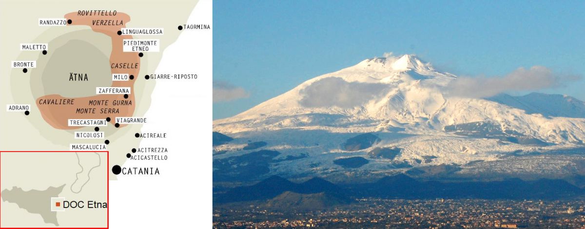 Etna - Karte und Ätna (Vulkanberg)