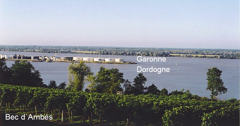 Garonne - Zusammenfluss Garonne mit Dordogne am Bec d´Ambes