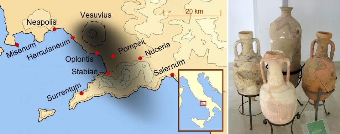Italien-Vesuvausbruch-Pompeji-Amphoren