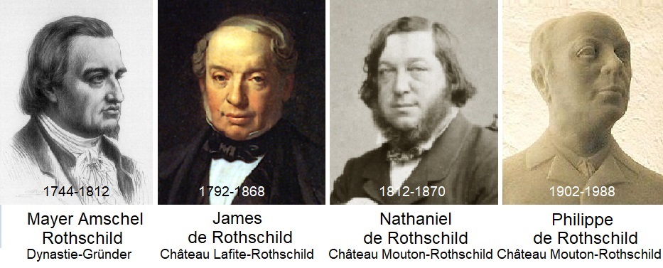 Rothschild - Porträts Mayer Amschel, James, Nathaniel, Philipp de Rothschild