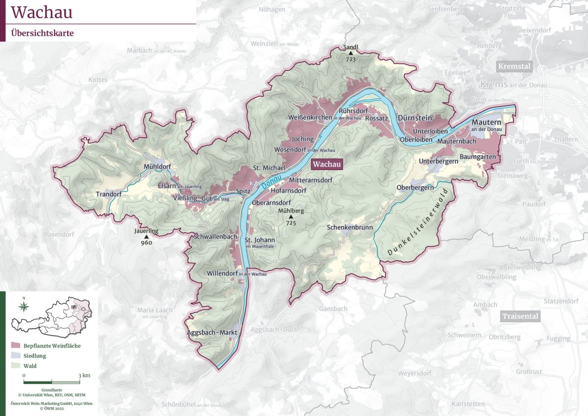 Wachau - topographische Karte